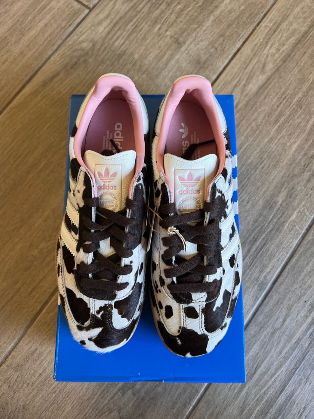 adidas Cow Print Sneakers in Black, White & Pink - Picture 6 of 10
